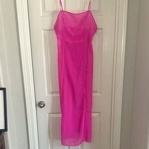 Vibrant Pink Sheer Midi Dress size 8 NWT